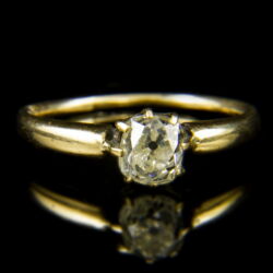 Kép 2/2 - 9 karátos sárgaarany szoliter gyűrű régi csiszolású gyémánt kővel (0.95 ct)