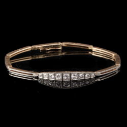 Picture 2/3 -Art deco gold bracelet with brilliant-cut diamonds
