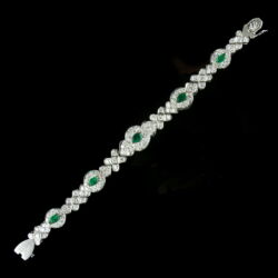 Picture 4/4 -Art deco gold bracelet with emeralds and diamonds