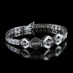 Picture 1/2 -Art deco style white gold and diamond bracelet
