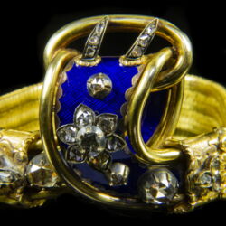 Kép 3/3 - Biedermeier karkötő gyémántokkal kék zománcozással