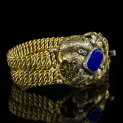 Kép 1/4 - Biedermeier arany karkötő lápisz lazuli kővel