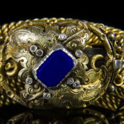 Kép 3/4 - Biedermeier arany karkötő lápisz lazuli kővel