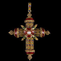 Picture 2/7 -Gold cross pendant with colored enamel decorations