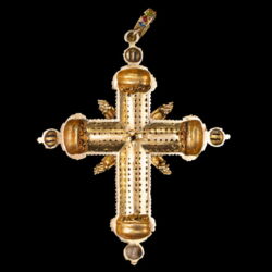 Picture 3/7 -Gold cross pendant with colored enamel decorations