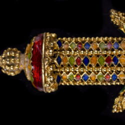 Picture 6/7 -Gold cross pendant with colored enamel decorations