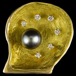 Kép 3/5 - Arany medál gyémánt kövekkel és tahiti gyönggyel
