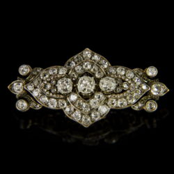 Picture 8/9 -Golden brooch / pendant with diamonds with a bow heart pendant