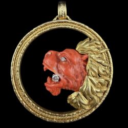 Picture 1/4 -Milánói korallköves oroszlán medál 