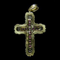 Picture 2/2 -Gold cross pendant with rubies