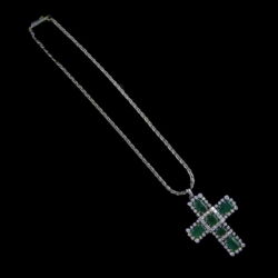 Picture 2/2 -White gold cross pendant with emerald and diamond