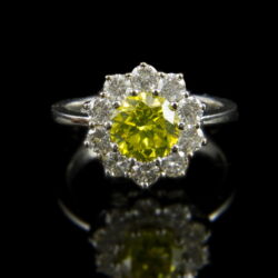 Kép 2/2 - Rozetta fazonú gyűrű sárga gyémánt kővel