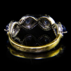 Kép 4/4 - Női arany gyűrű zafír és gyémánt kövekkel