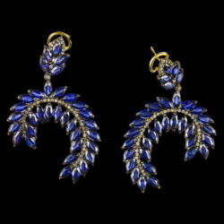 Picture 1/4 -Pair of earrings with sapphires and diamonds