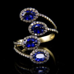 Picture 2/4 -Russian gold ring with sapphires and diamonds