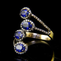 Picture 3/4 -Russian gold ring with sapphires and diamonds