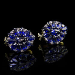 Kép 2/4 - Fülbevaló pár kék zafírokkal és gyémántokkal