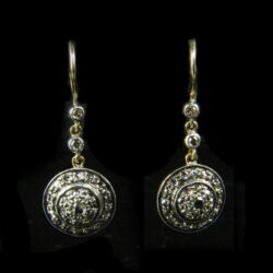 Picture 1/3 -Pair of earrings with diamond rosetta