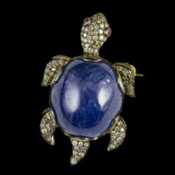 Picture 1/2 -Turtle brooch with sapphires and diamonds