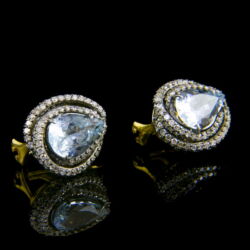 Picture 1/3 -Earrings with drop-shaped aquamarine and diamonds