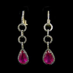 Picture 1/2 -Ruby earrings with diamond hoops