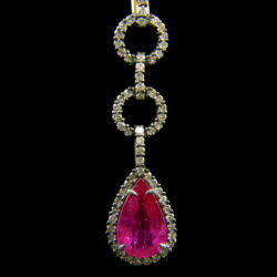 Picture 2/2 -Ruby earrings with diamond hoops