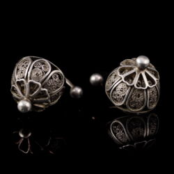 Picture 1/2 -Silver decorative buttons pair with filigree decoration