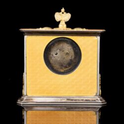 Picture 5/7 -Silver-cased table clock with peach blossom-colored luster enamel
