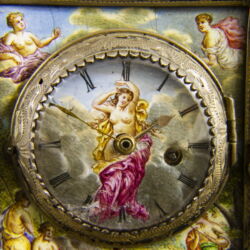 Picture 3/6 -Silver table clock with enamel-painted pictures