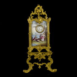 Picture 3/3 -Easel-shaped table clock with enamel picture 