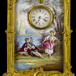 Picture 2/3 -Easel-shaped table clock with enamel picture 