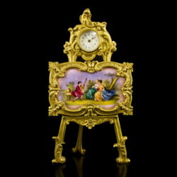 Picture 3/3 -Easel-shaped, enameled table clock, landscape shape