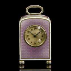 Picture 2/3 -Lilac purple lustre enameled mini travel clock