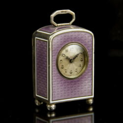 Picture 1/3 -Lilac purple lustre enameled mini travel clock