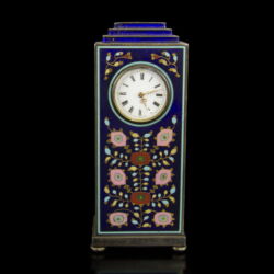 Picture 2/2 -Small Art Nouveau travel clock with case with marquetry