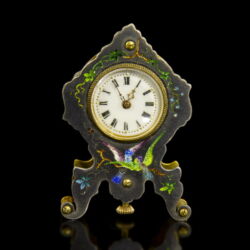 Picture 2/2 -Enameled miniature fireplace clock