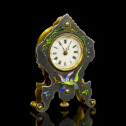 Picture 1/2 -Enameled miniature fireplace clock