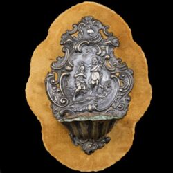 Picture 1/2 -Antique silver wall-mounted holy water container