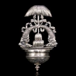 Picture 1/5 -Olasz antik ezüst szenteltvíztartó (1810-1872) delfinekkel