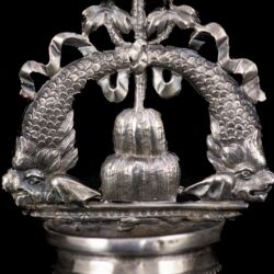 Picture 3/5 -Olasz antik ezüst szenteltvíztartó (1810-1872) delfinekkel