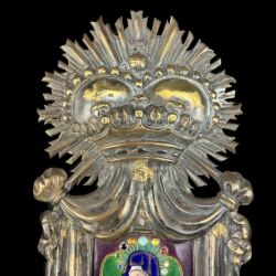 Picture 3/3 -Gilded silver holy water container with enamel image of the Virgin Mary