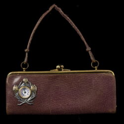 Picture 1/4 -Vienna-Budapest Art Nouveau leather wallet theater bag with mini watch