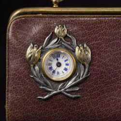 Picture 2/4 -Vienna-Budapest Art Nouveau leather wallet theater bag with mini watch