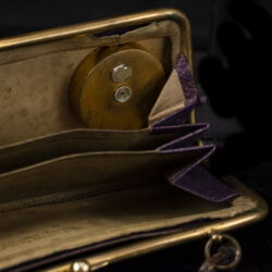 Picture 3/4 -Vienna-Budapest Art Nouveau leather wallet theater bag with mini watch