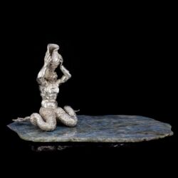 Picture 1/7 -Ezüst Triton figura labradorit talpon- íróasztali dísz