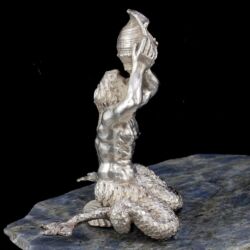 Picture 3/7 -Ezüst Triton figura labradorit talpon- íróasztali dísz