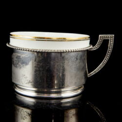 Kép 2/3 - Pesti ezüst teáscsésze csehszlovák porcelán betéttel