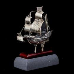 Picture 1/3 -Mini ezüst háromárbócos vitorláshajó 