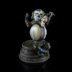 Kép 3/3 - Antik ezüst zománc díszes Bacchus figura