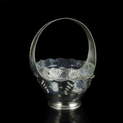 Picture 1/2 -Viennese silver serving basket with glass insert